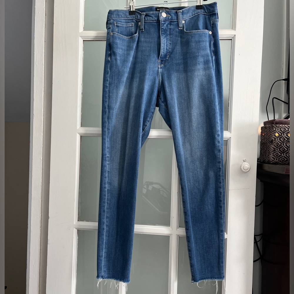 High waist Raw hem skinny jeans
